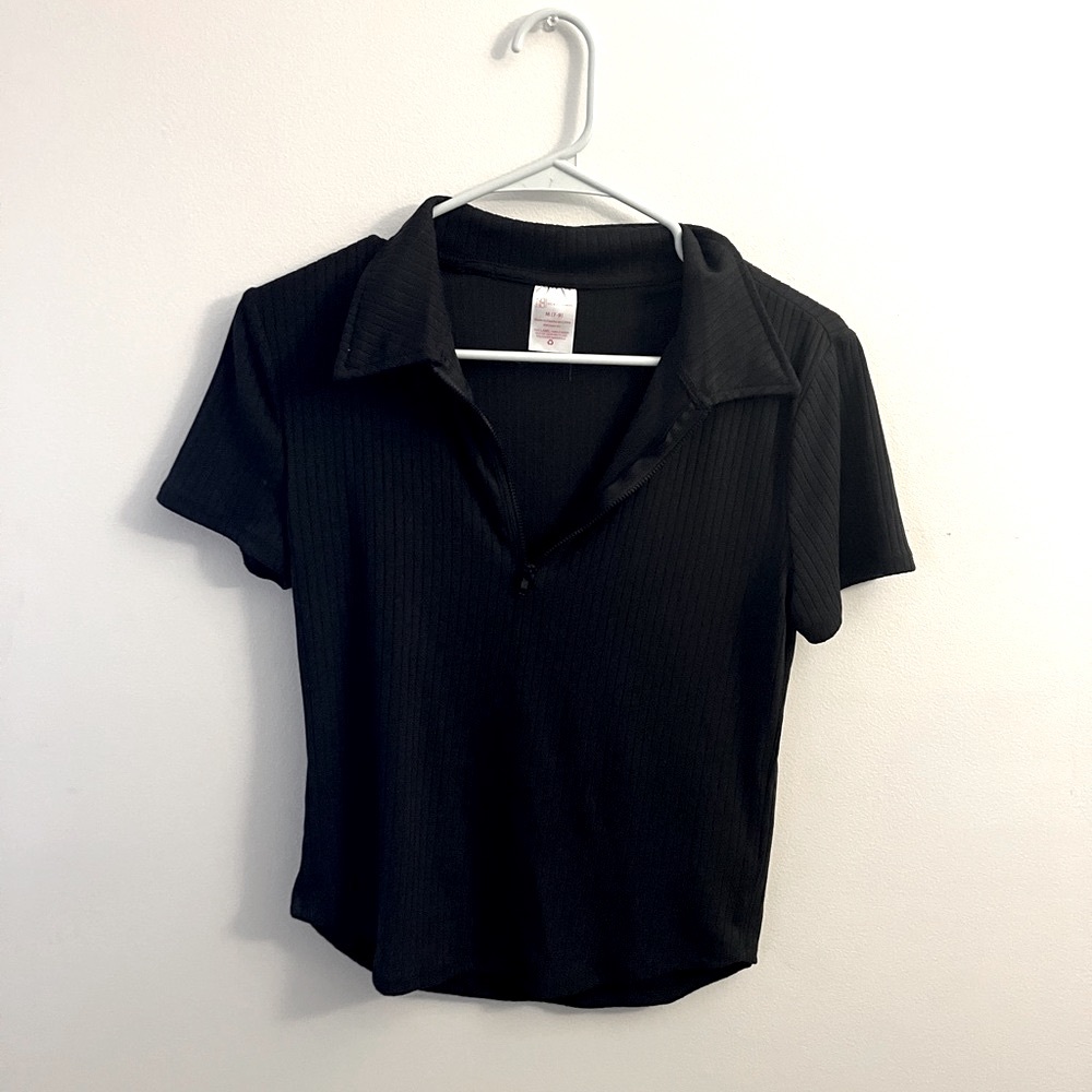 Black zip up blouse for sale (size medium).